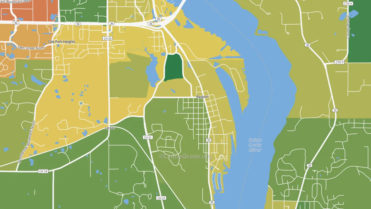 Bayport, MN Map of Burglary Rates