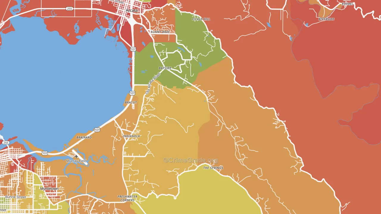 Bayside, CA Map of Burglary Rates