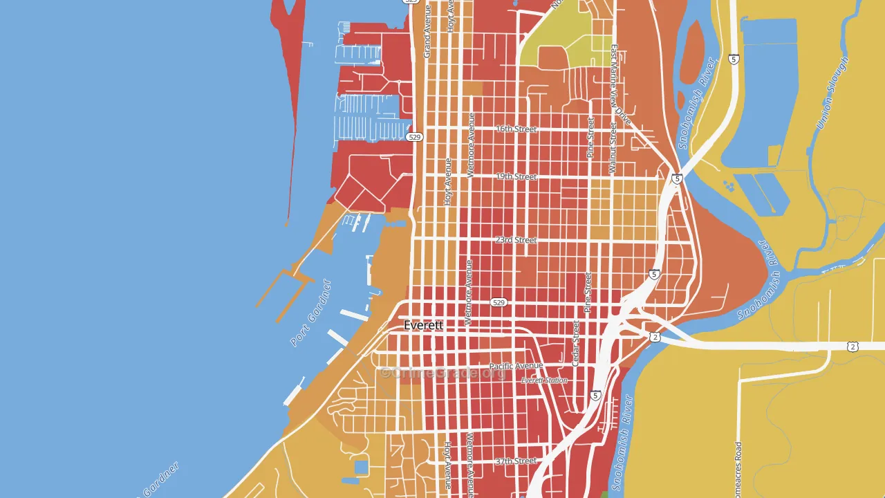 Bayside, Everett, WA Map of Burglary Rates
