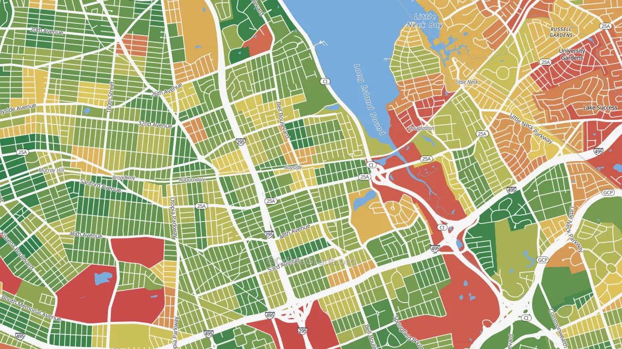 Bayside, Queens, NY Map of Burglary Rates