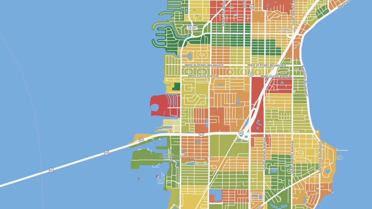 Bayside West, Tampa, FL Map of Burglary Rates