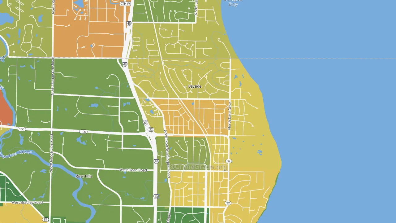 Bayside, WI Map of Burglary Rates