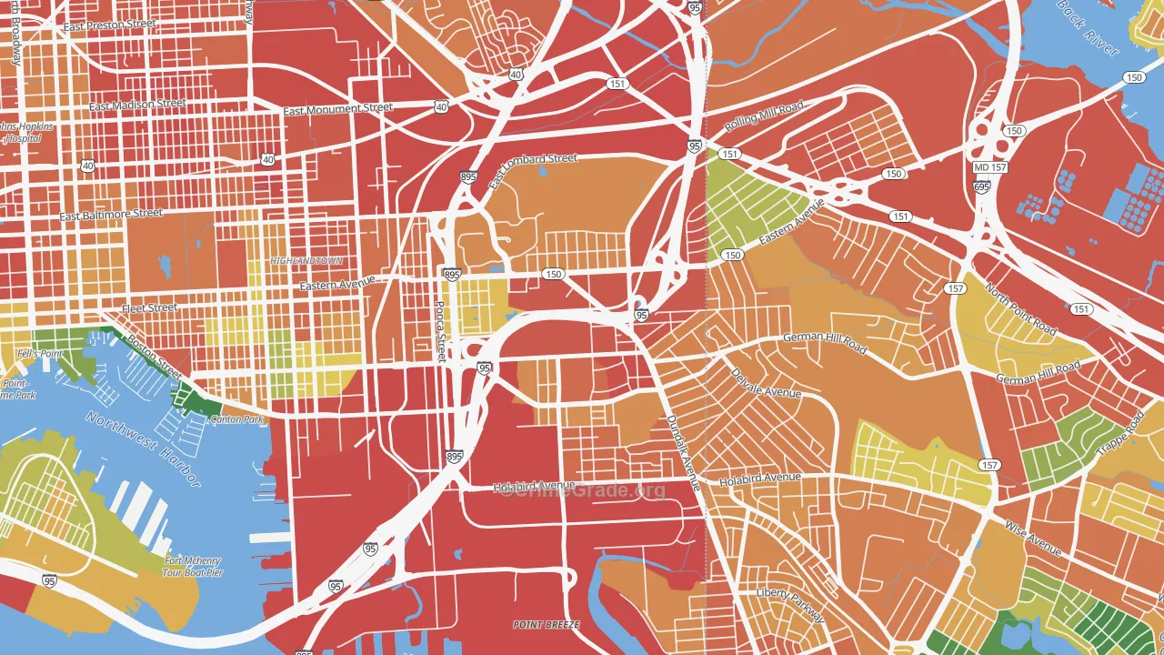 Bayview Area, Baltimore, MD Map of Burglary Rates