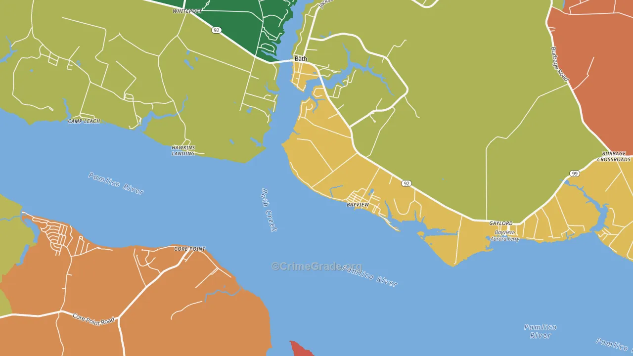 Bayview, NC Map of Burglary Rates