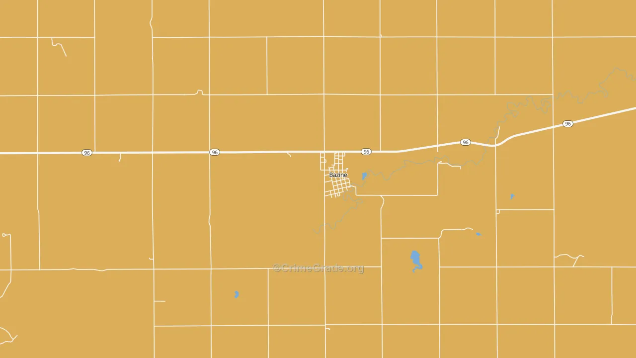 Bazine, KS Map of Burglary Rates