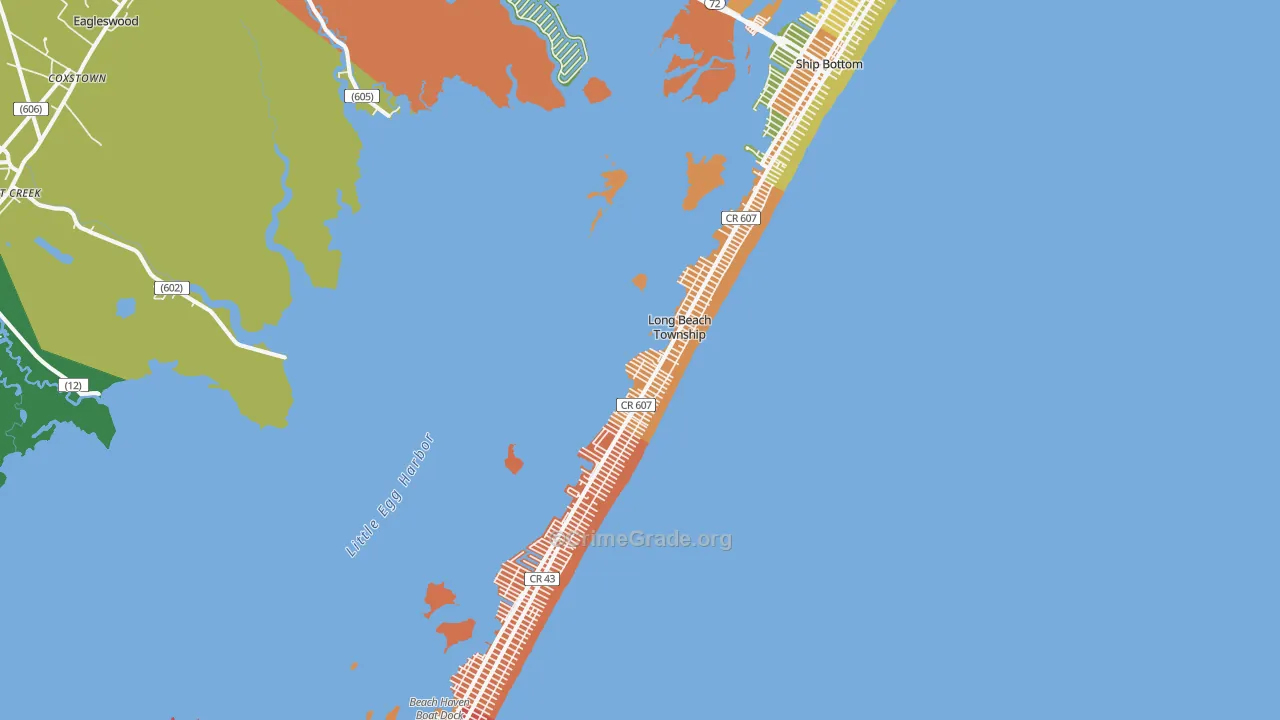Beach Haven, NJ Map of Burglary Rates