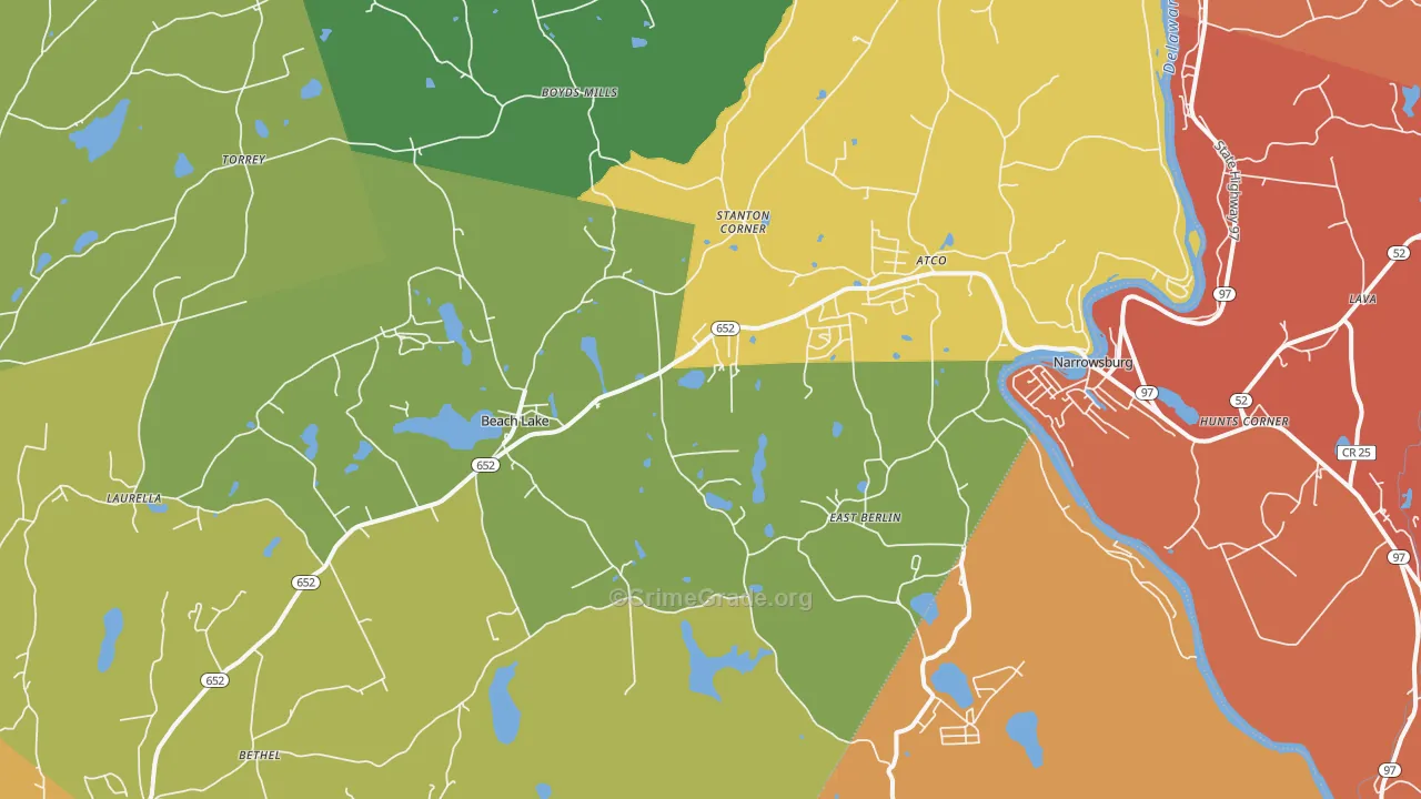 Beach Lake, PA Map of Burglary Rates