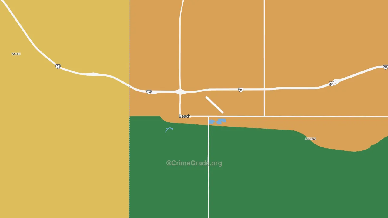 Beach, ND Map of Burglary Rates