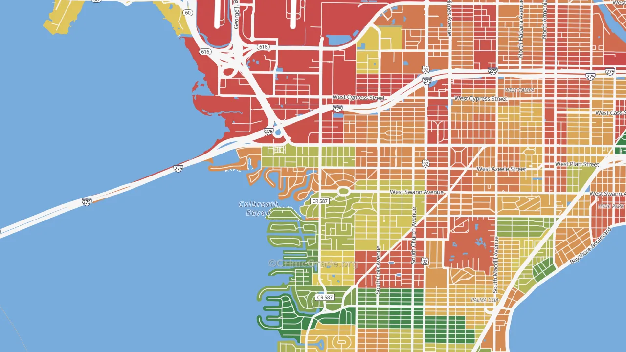 Beach Park, Tampa, FL Map of Burglary Rates