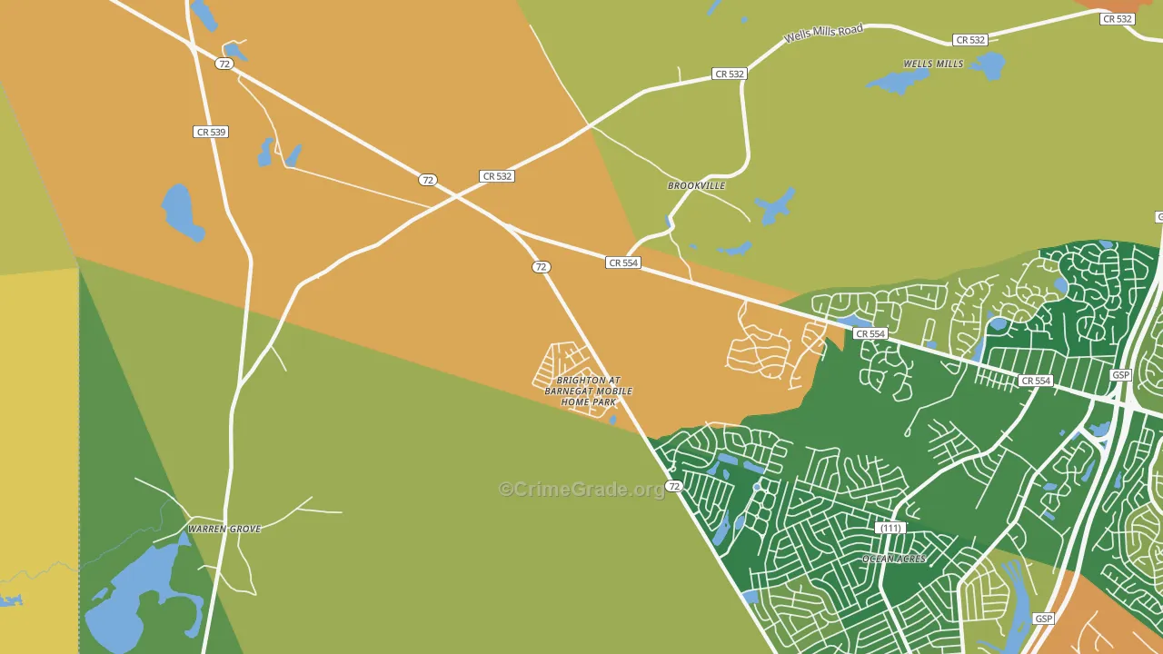 Beach View, NJ Map of Burglary Rates