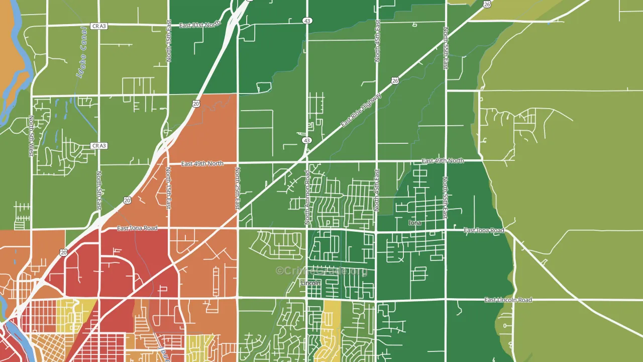 Beachs Corner, ID Map of Burglary Rates