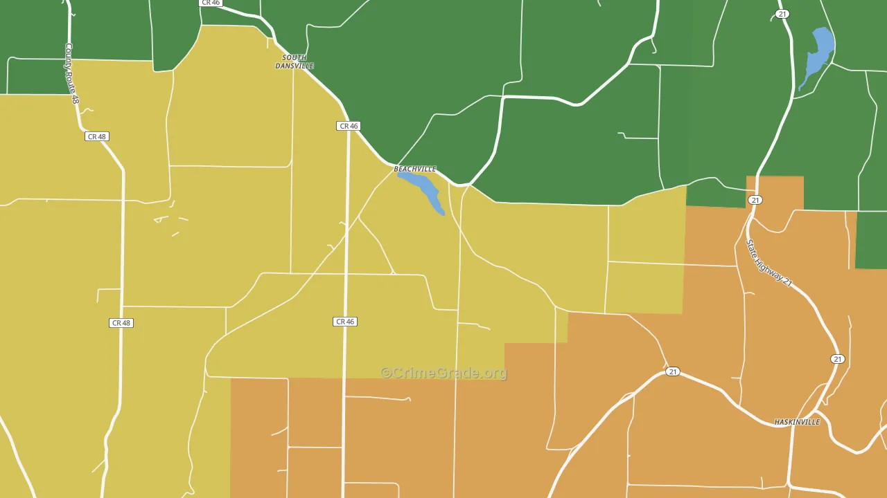 Beachville, NY Map of Burglary Rates