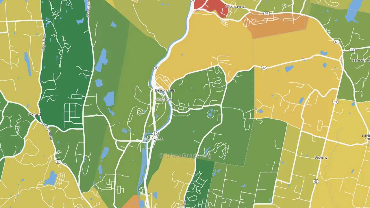Beacon Falls, CT Map of Burglary Rates