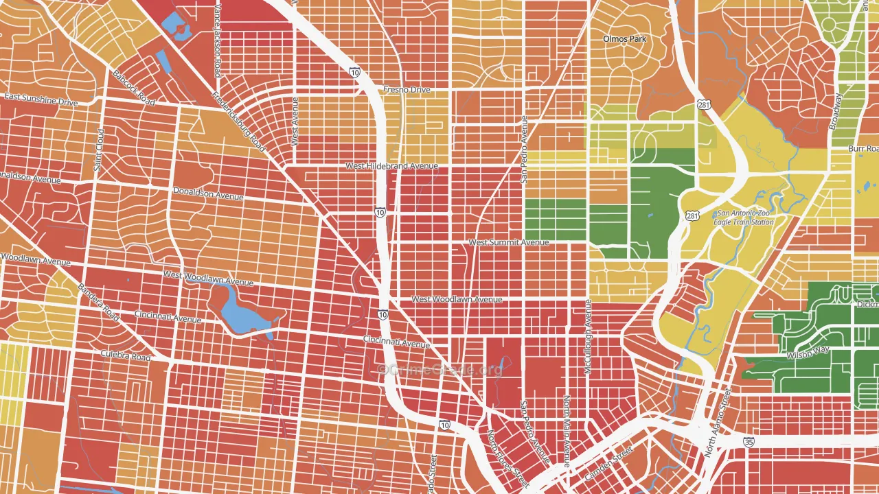 Beacon Hill, San Antonio, TX Map of Burglary Rates