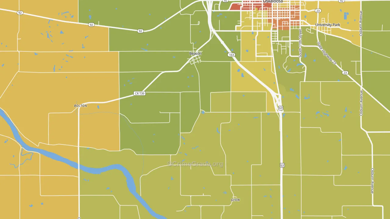 Beacon, IA Map of Burglary Rates