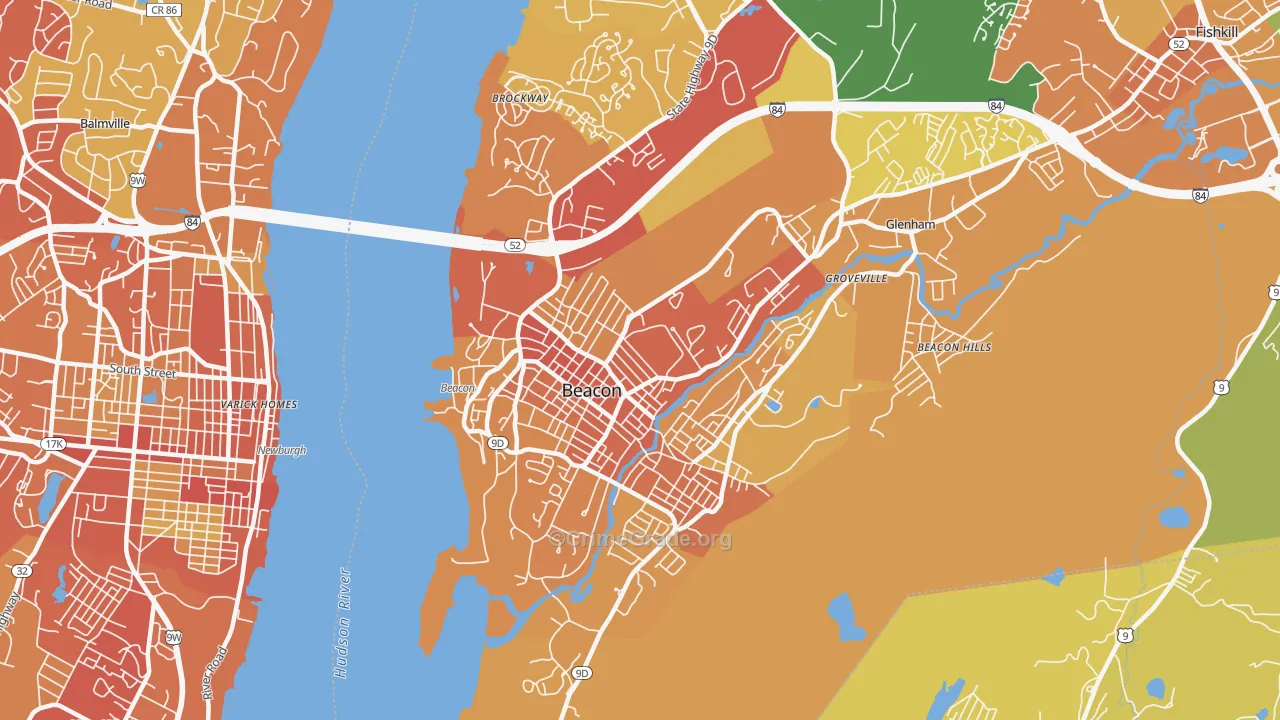 Beacon, NY Map of Burglary Rates