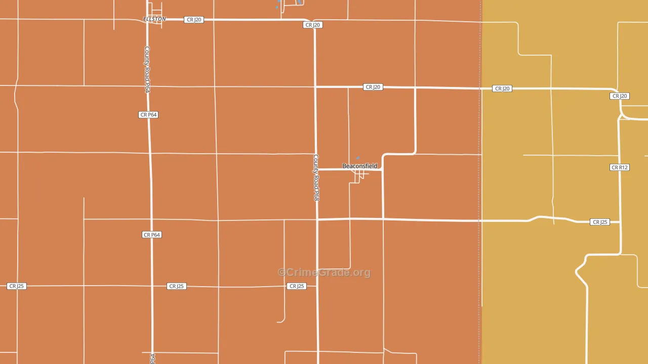 Beaconsfield, IA Map of Burglary Rates