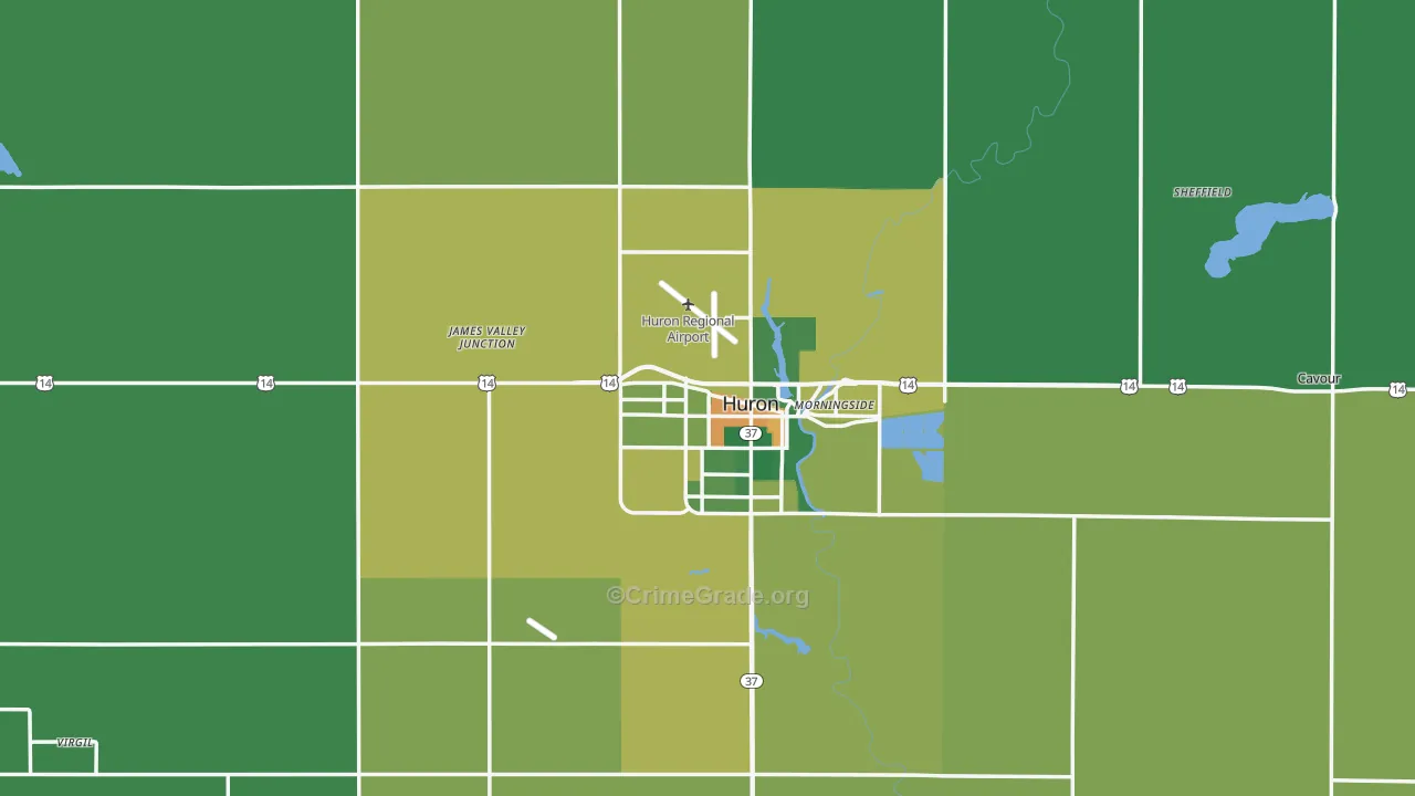 Beadle County, SD Map of Burglary Rates
