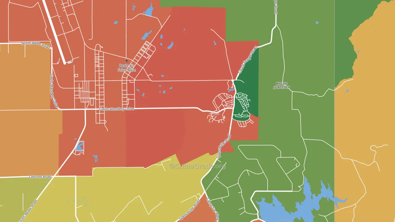 Beale Afb, CA Map of Burglary Rates