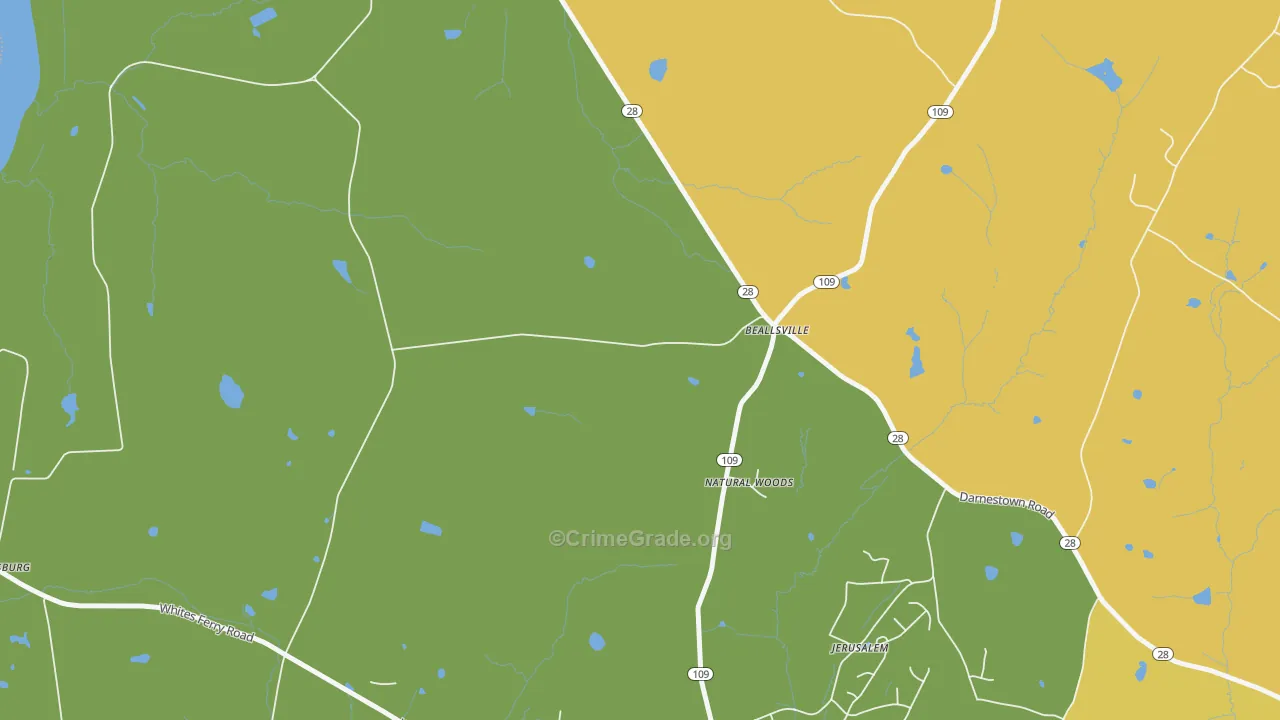Beallsville, MD Map of Burglary Rates