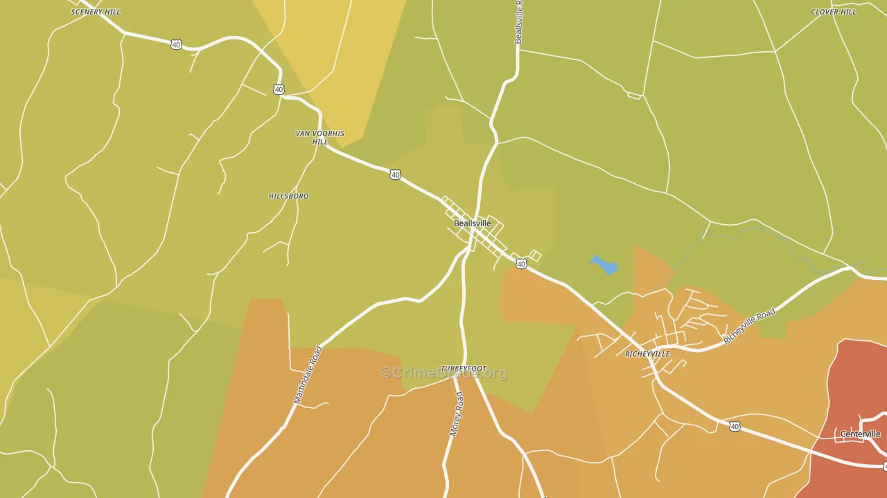 Beallsville, PA Map of Burglary Rates