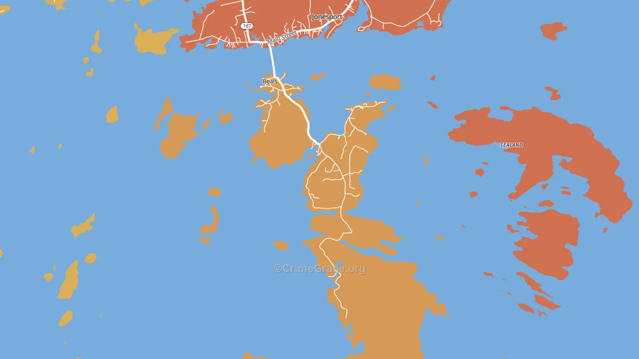Beals, ME Map of Burglary Rates
