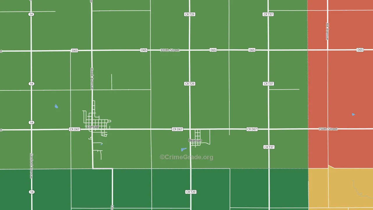 Beaman, IA Map of Burglary Rates
