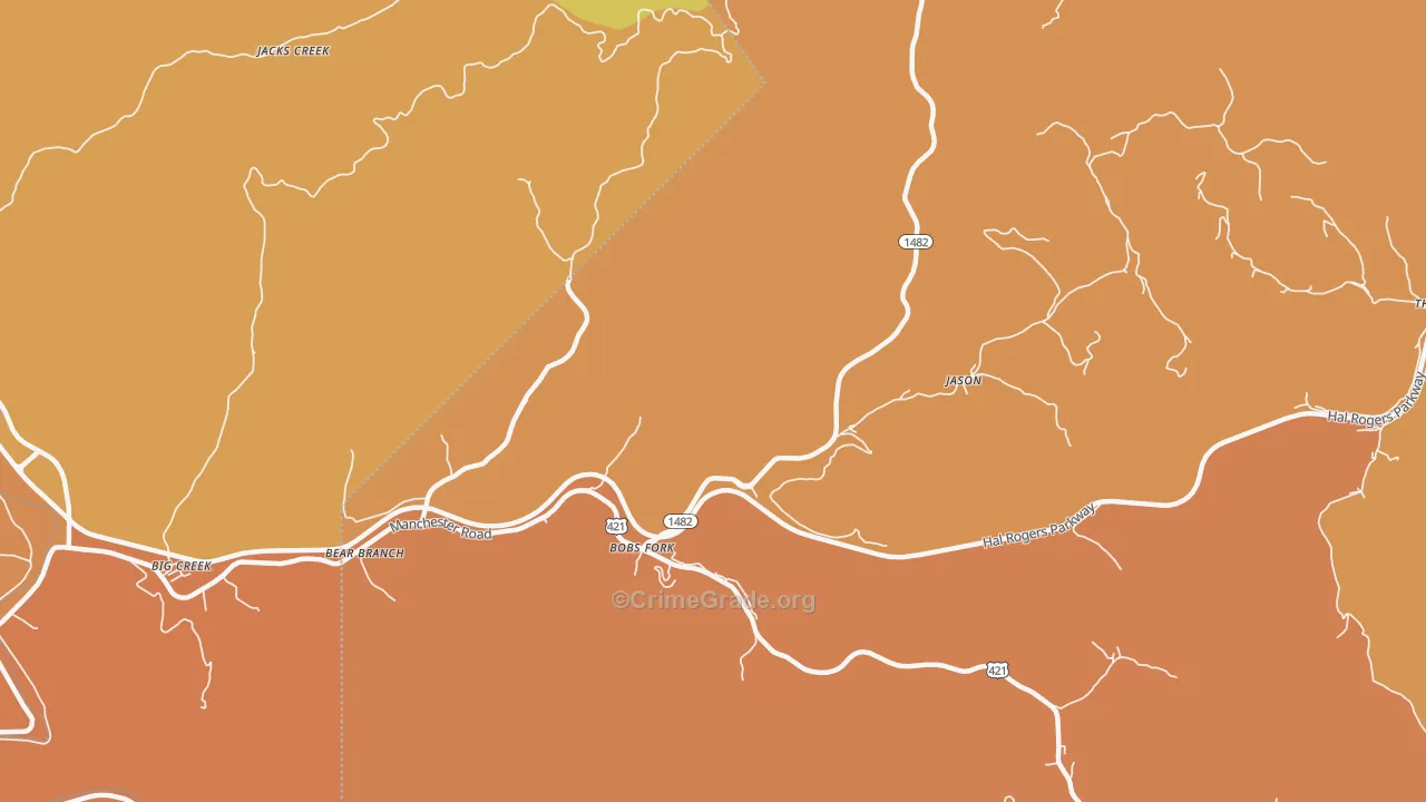 Bear Branch, KY Map of Burglary Rates