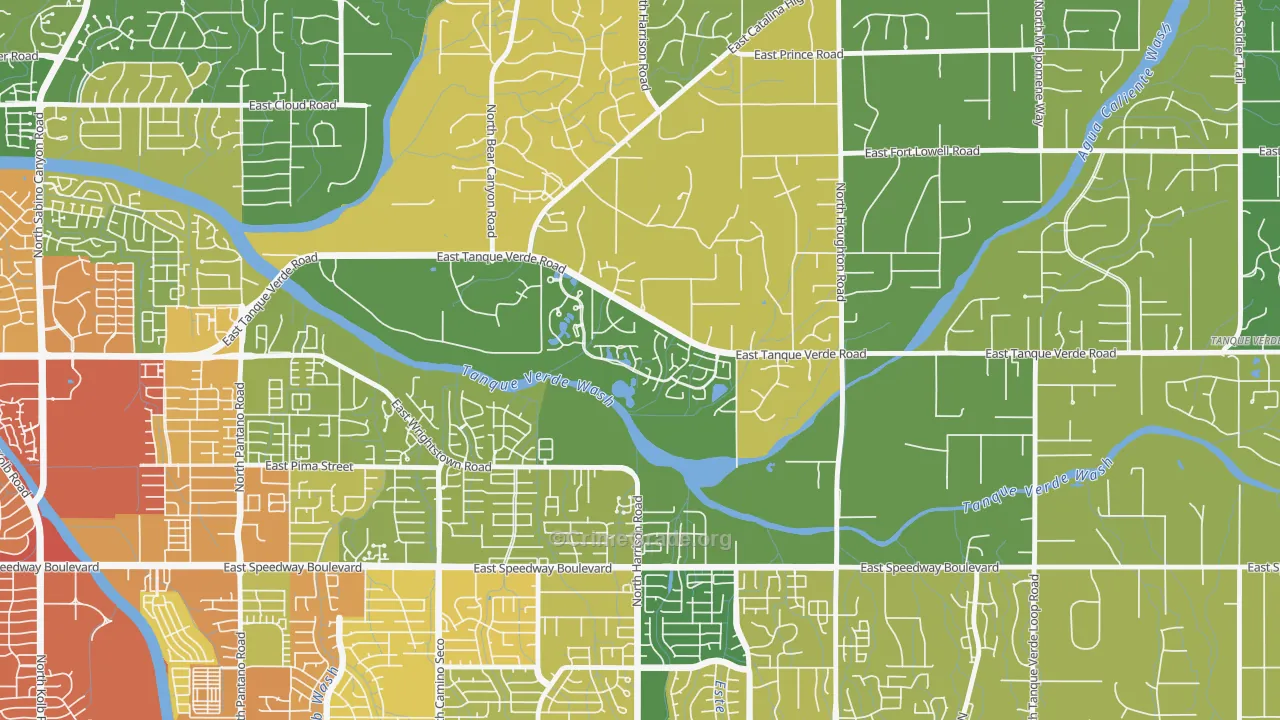 Bear Canyon, Tucson, AZ Map of Burglary Rates