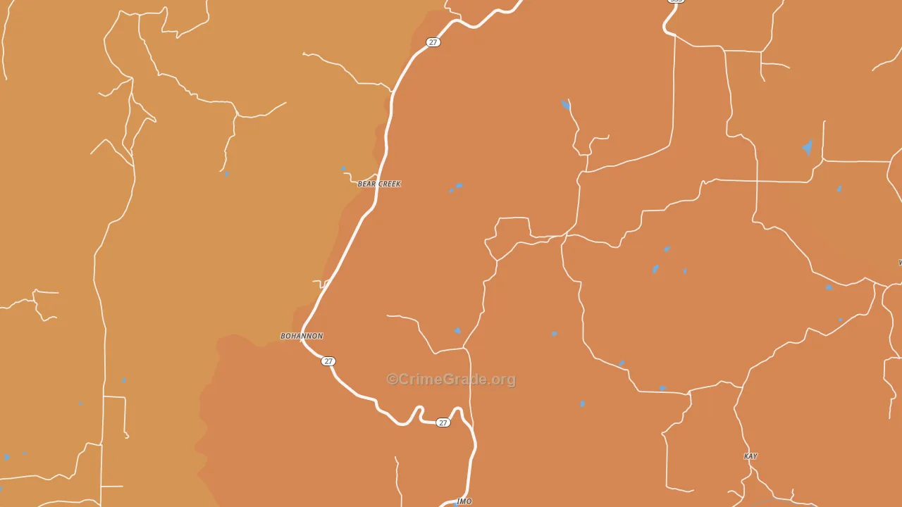 Bear Creek, AR Map of Burglary Rates