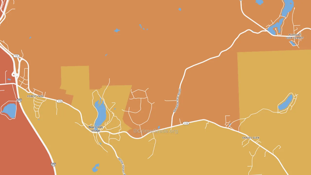 Bear Creek, PA Map of Burglary Rates