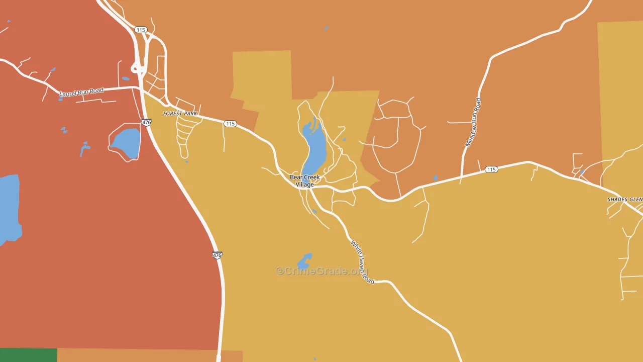 Bear Creek Village, PA Map of Burglary Rates