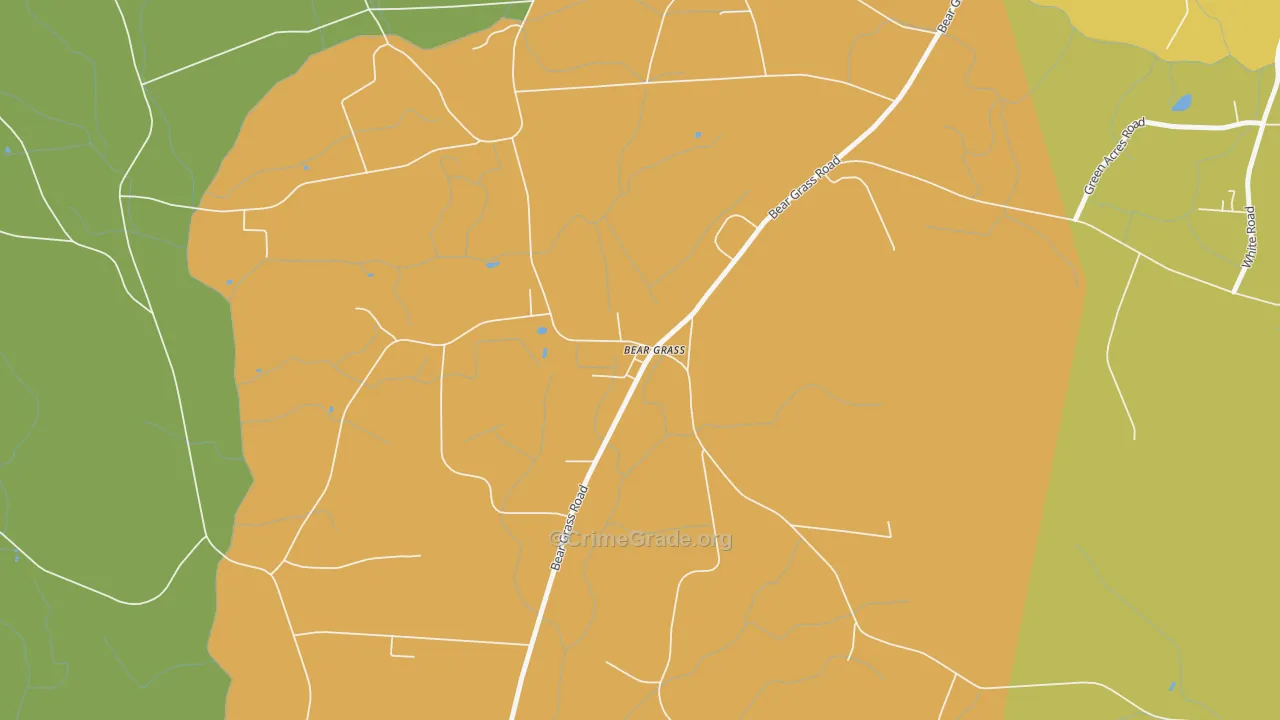 Bear Grass, NC Map of Burglary Rates