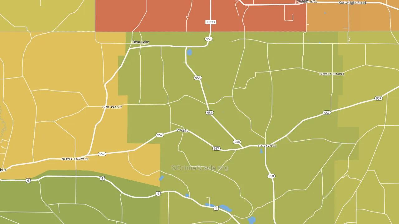 Bear Lake, PA Map of Burglary Rates