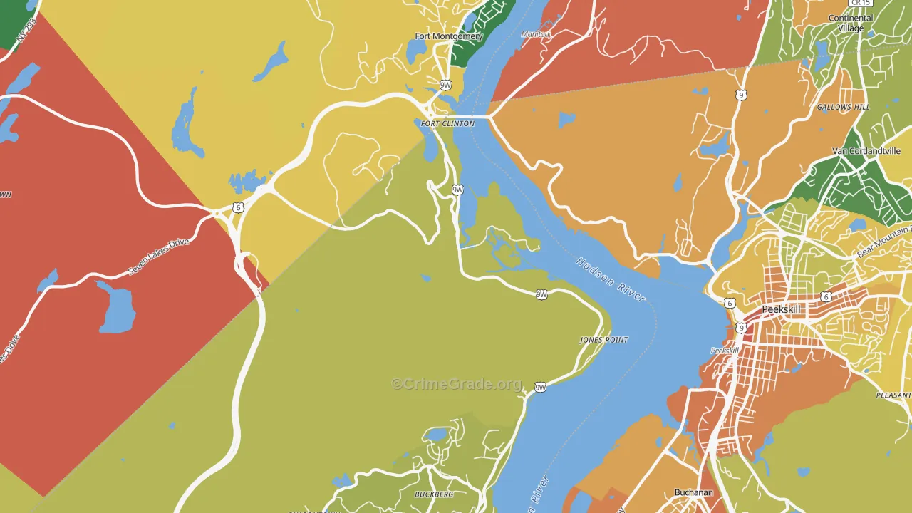 Bear Mountain, NY Map of Burglary Rates