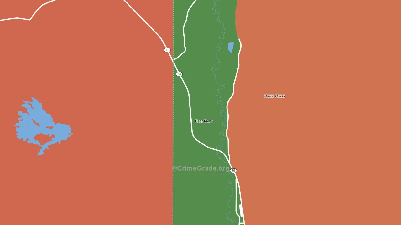Bear River, WY Map of Burglary Rates