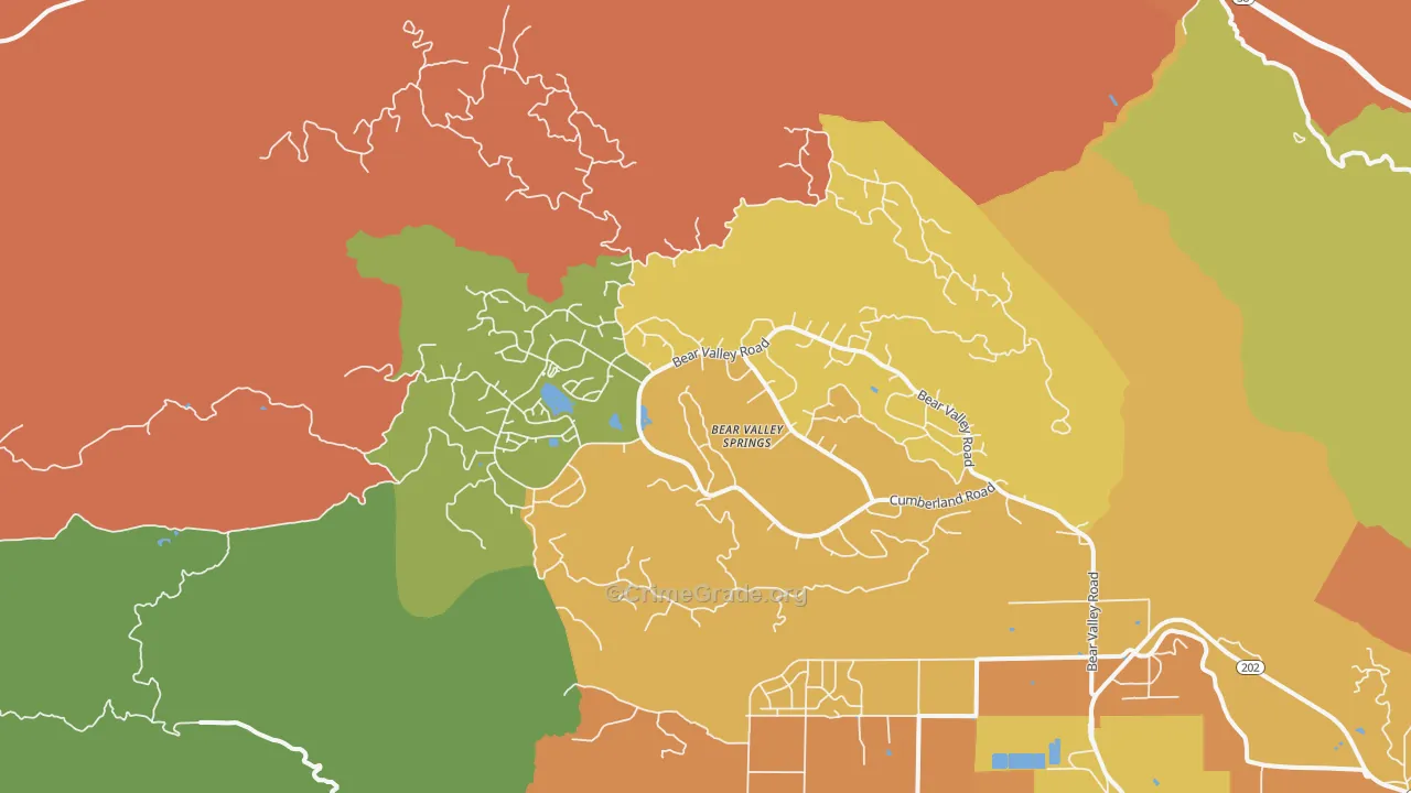 Bear Valley Springs, CA Map of Burglary Rates