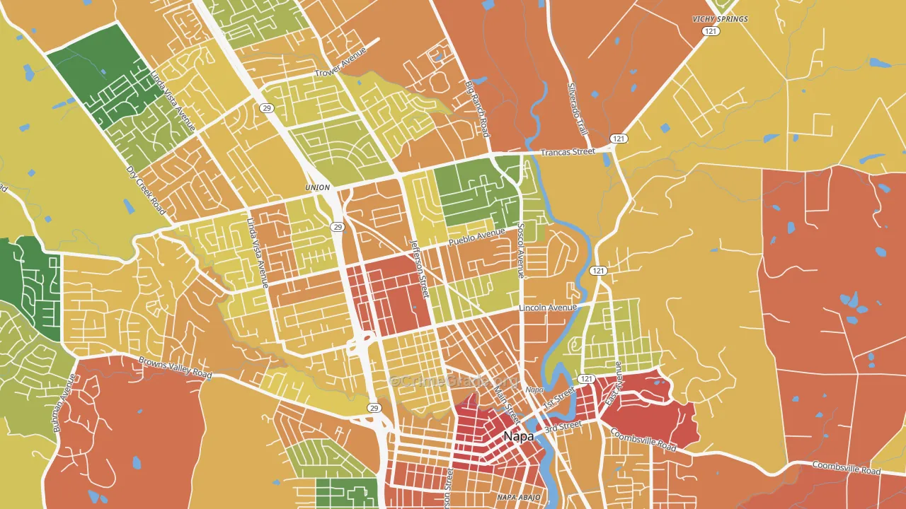 Beard, Napa, CA Map of Burglary Rates