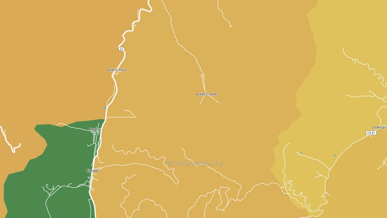 Beards Fork, WV Map of Burglary Rates