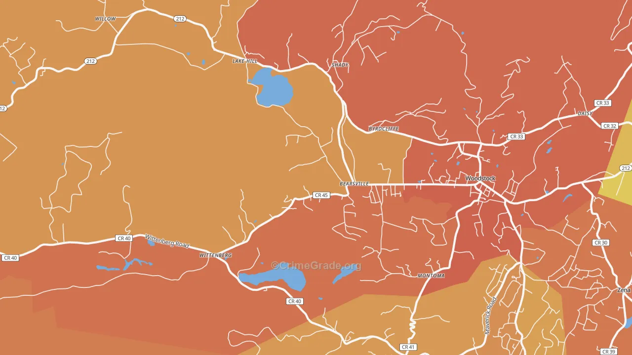 Bearsville, NY Map of Burglary Rates