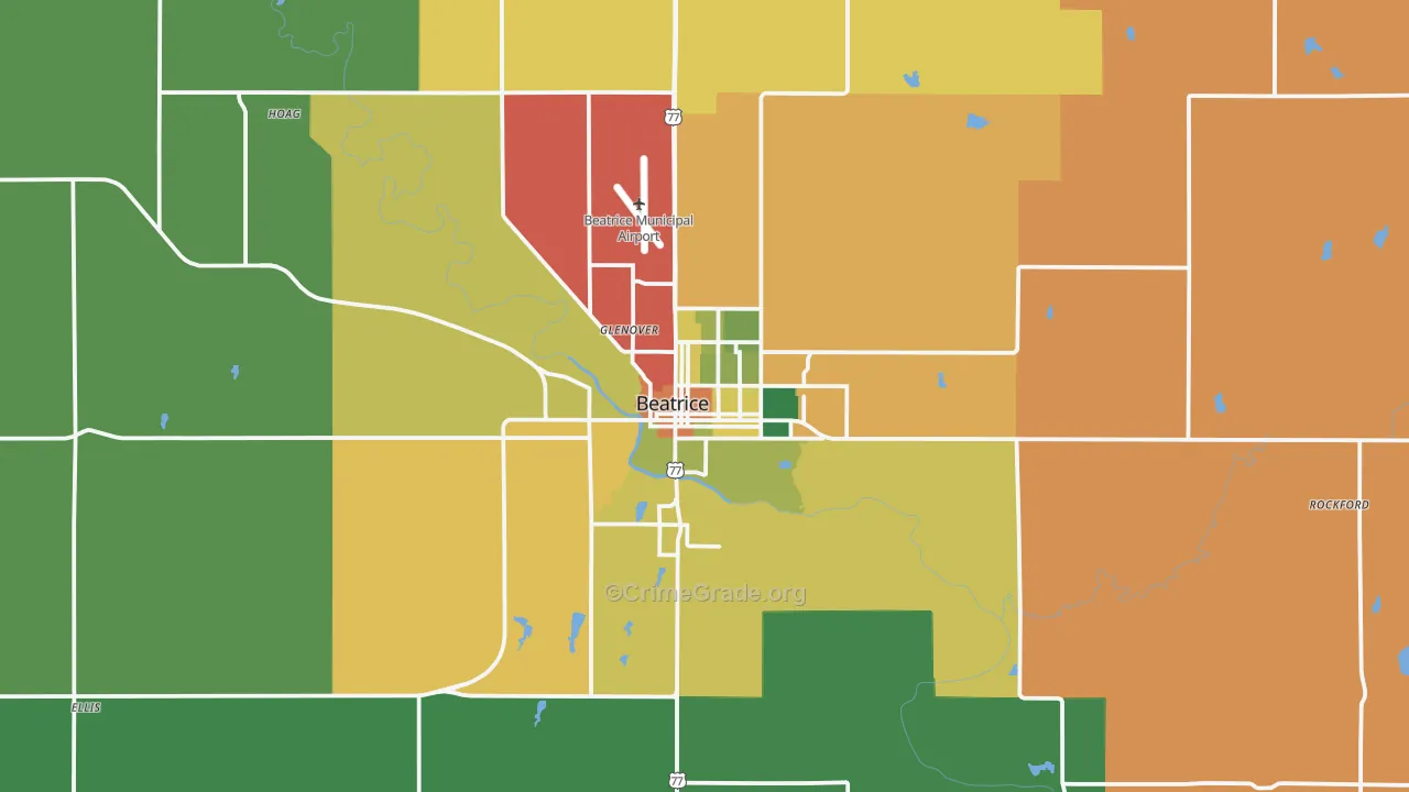 Beatrice, NE Map of Burglary Rates