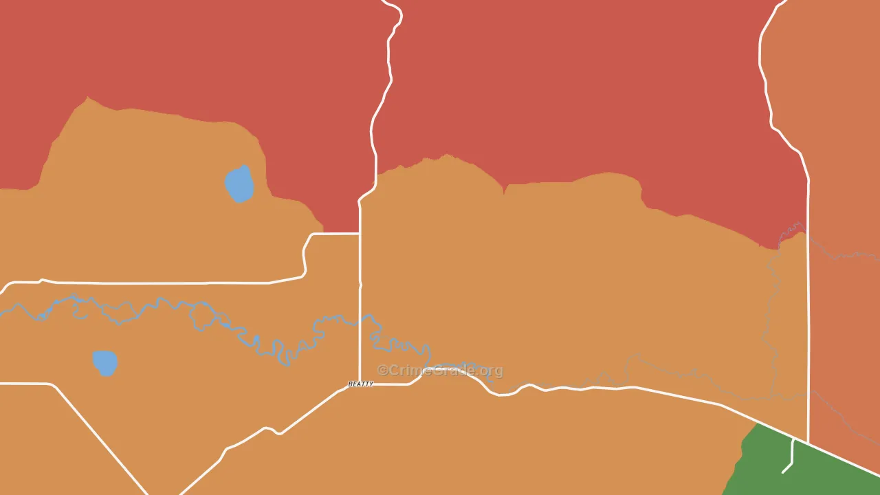 Beatty, OR Map of Burglary Rates