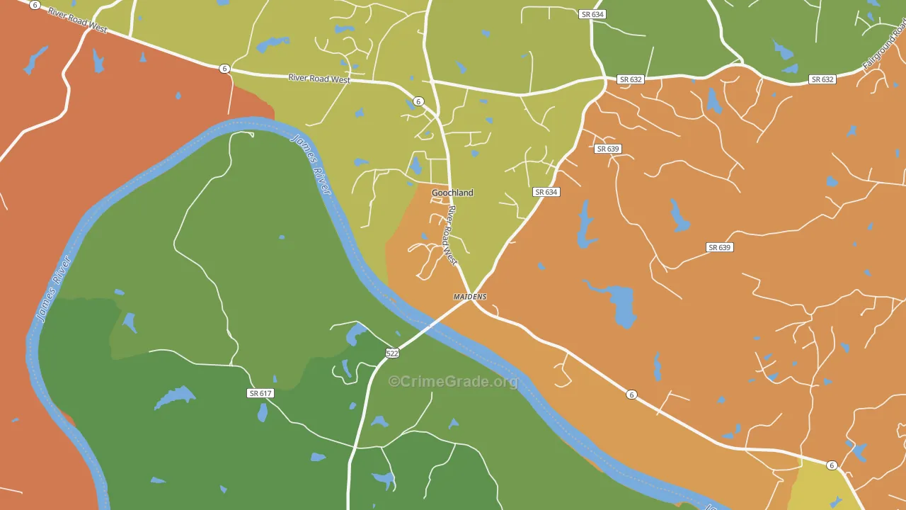 Beaumont, VA Map of Burglary Rates