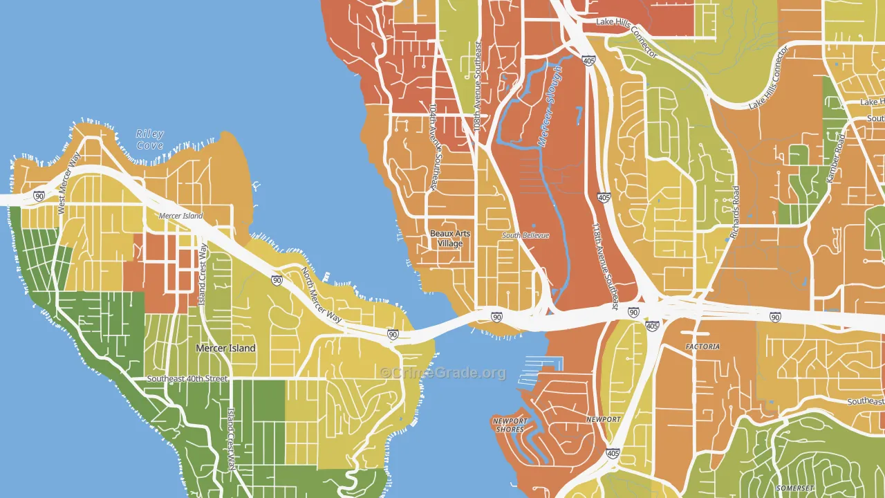 Beaux Arts Village, WA Map of Burglary Rates