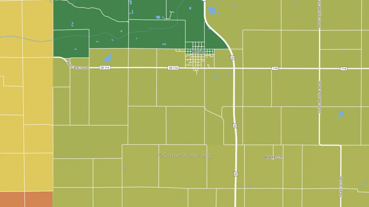 Beaver City, IN Map of Burglary Rates