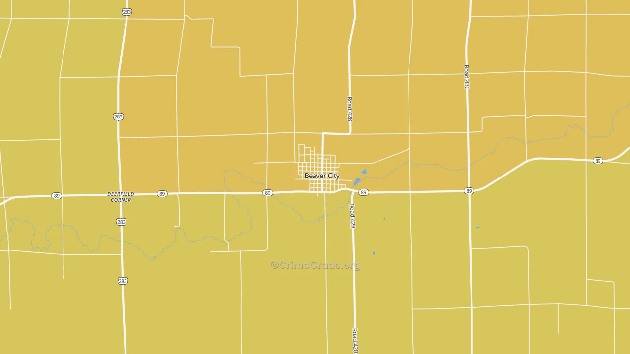 Beaver City, NE Map of Burglary Rates