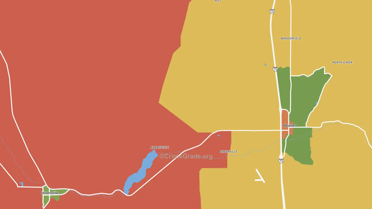 Beaver County, UT Map of Burglary Rates