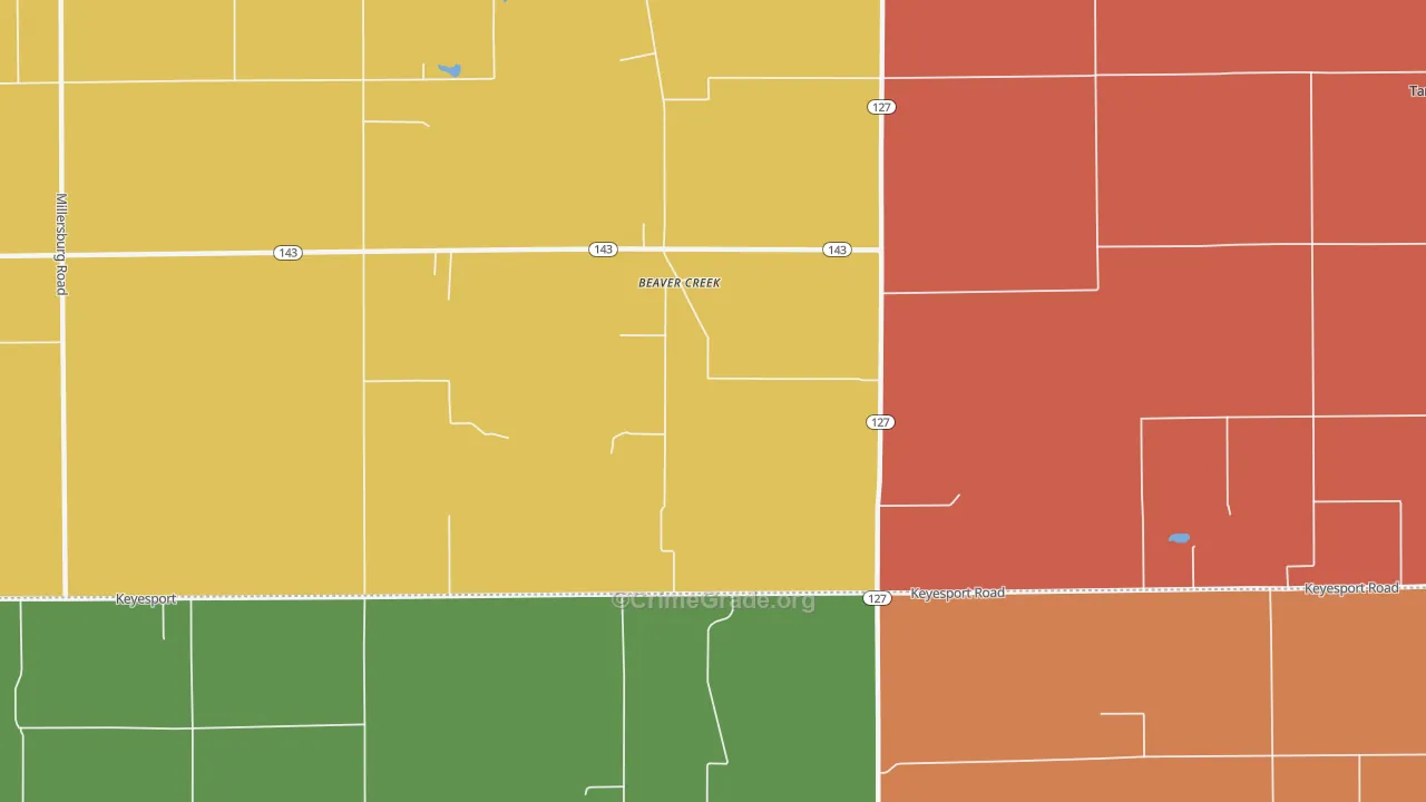 Beaver Creek, IL Map of Burglary Rates