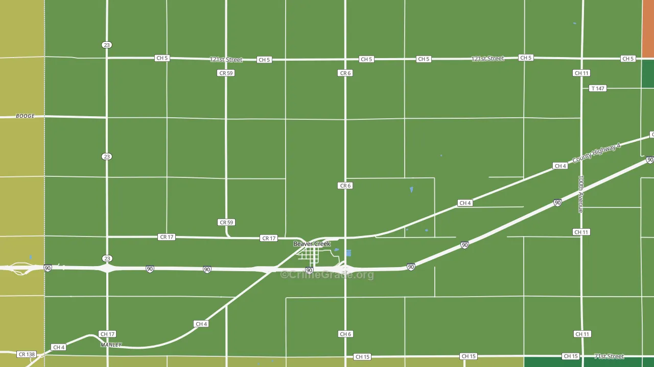 Beaver Creek, MN Map of Burglary Rates