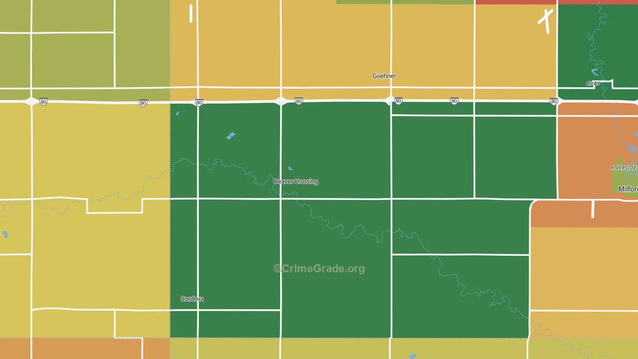 Beaver Crossing, NE Map of Burglary Rates